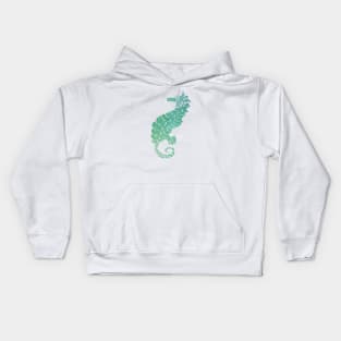 Watercolor Design in Turquoise and Greens Filled Seahorse Kids Hoodie